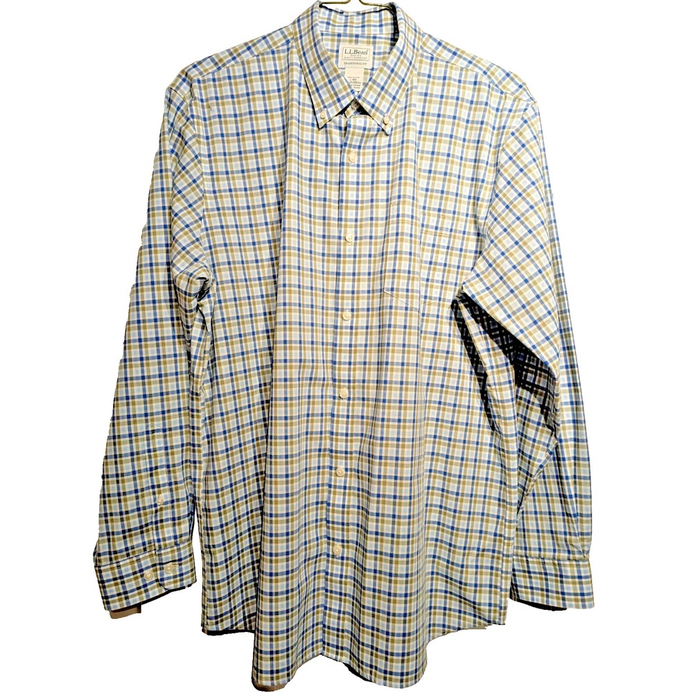 VTG. LL Bean Mens Sz: L Traditional Fit Button Down Shirt Plaid Cotton Pristine!